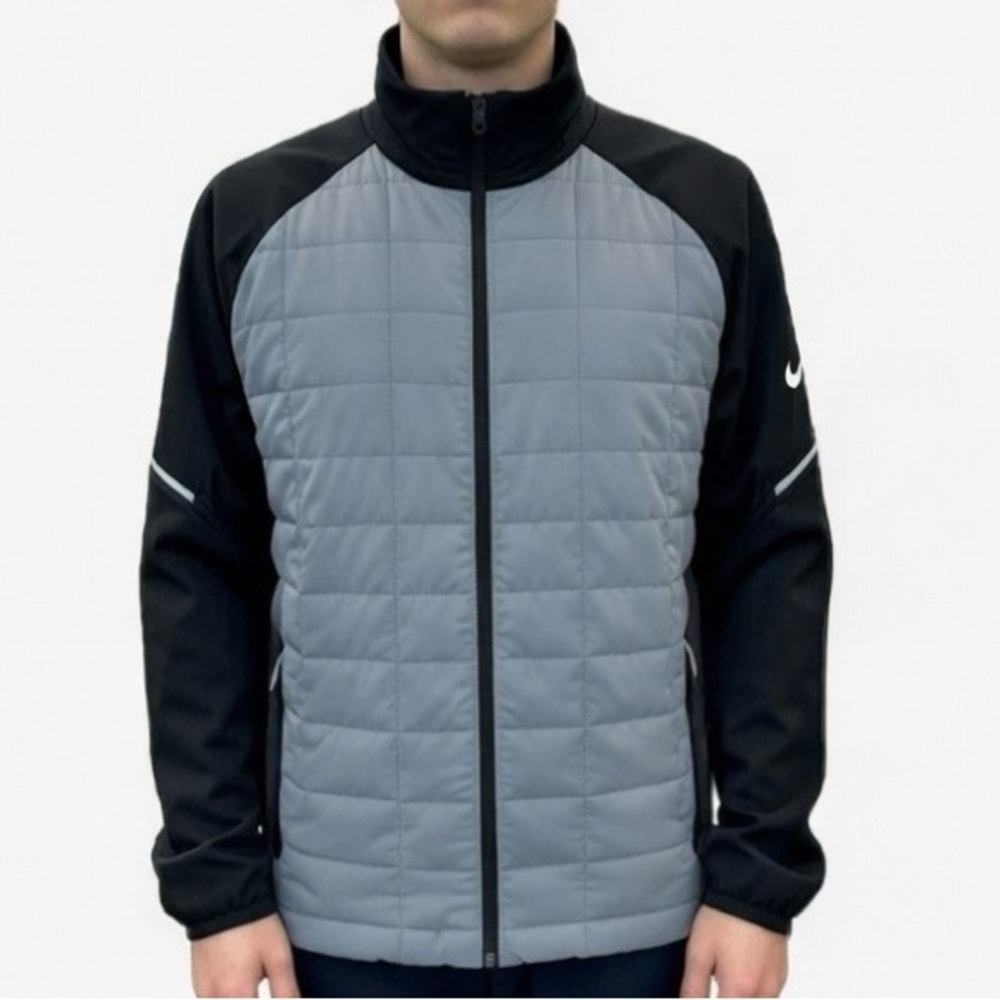 Asics Men's Black and Light Gray Puffer Jacket
